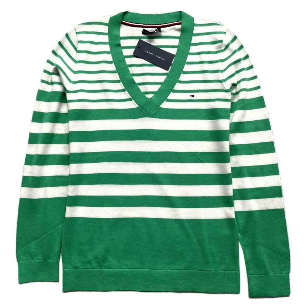 Tommy Hilfiger Women's Striped V-neck Sweater